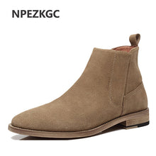 Load image into Gallery viewer, Giày Chelsea Boot Nam Thu Đông 2019 Cổ Điển Da Lộn Cơ Bản Giày Bốt Nam Thời Trang Trượt Vào Ngày Mùa Đông Thường Ngày Botas Đen Cổ Điển Mắt Cá Chân Áo giày Tăng