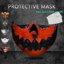 Load image into Gallery viewer, Hàng Mới Về Bí Ngô Halloween Đầu Lâu Ma In Hình Bụi 3D Mặt Nạ Có Thể Giặt Cotton Mặt Nạ Nam Nữ Trưởng Thành Mặt Nạ Nửa Mặt